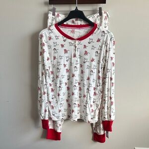 Ellen Degeneres Ed by Ellen Women's Holiday Dogs Henley PJ Set NEW